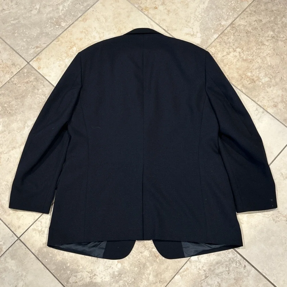 Pierre Cardin Gold Crest Blazer Mens 48R Navy Blue Two Button Classic Jacket USA
